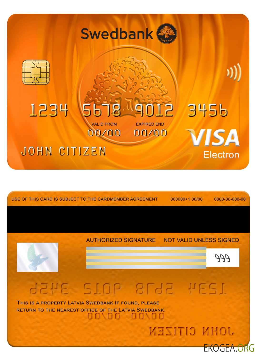 Carte électronique visa Lettonie Swedbank